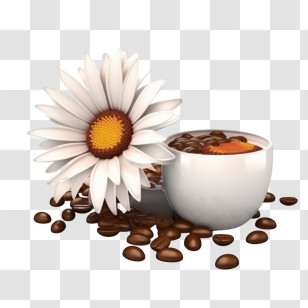 Coffee Beans
 - Coffee Cup With Daisy Flower And Beans Transparent PNG