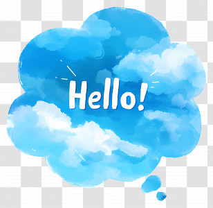 World Hello Day - Blue Cloud Design With Hello Greeting Transparent PNG