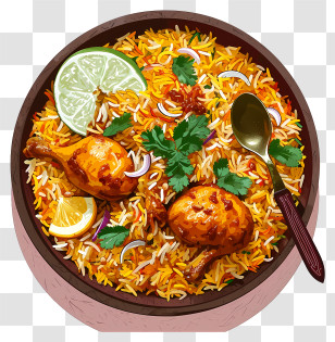 Hand Drawn Chicken Biryani - Bowl Of Flavorful Chicken Biryani Transparent PNG