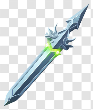 Minimalized Flat Vector Illustrate - Futuristic Sword With Glowing Green Accents Transparent PNG