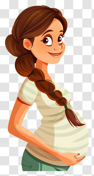 Pregnant Woman Cartoon - Pregnant Woman Smiling Cartoon Illustration Transparent PNG