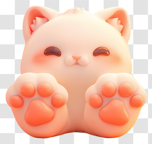 Paw Pose - Adorable Chubby Pink Cat Transparent PNG