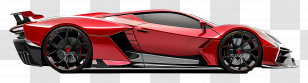 Supercar Side View - Sleek Red Sports Car Illustration Transparent PNG