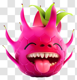 3d Cartoon Fruit - Funny Animated Dragon Fruit With A Smile Transparent PNG