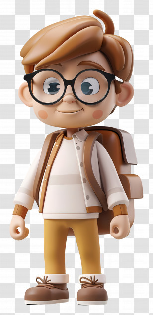 Schoolboy With Backpack - Cartoon Student With Glasses And Backpack Transparent PNG