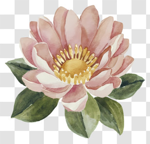 Pink Lotus Flower - Pink Watercolor Flower Illustration Transparent PNG