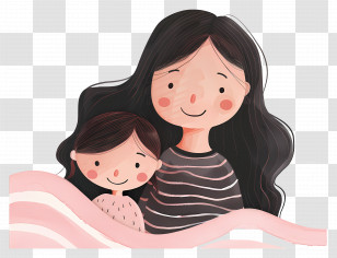 Mom And Daughter - Illustration Of A Smiling Mother And Child Transparent PNG