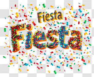 Fiesta - Fiesta Celebration Text With Confetti Transparent PNG