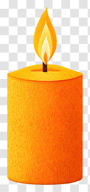 Candle Lighting - Orange Candle With Flame Transparent PNG