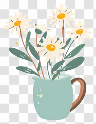 Bouquet Of Daisies - Daisy Flowers In A Blue Vase Transparent PNG