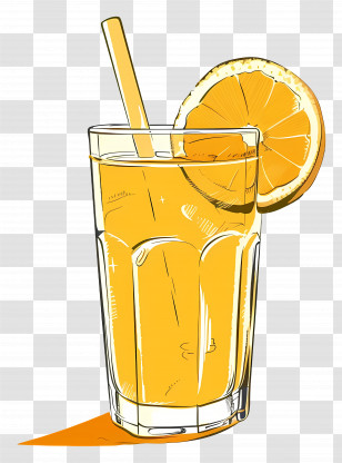 Orange Juice - Glass Of Orange Juice With Slice Transparent PNG