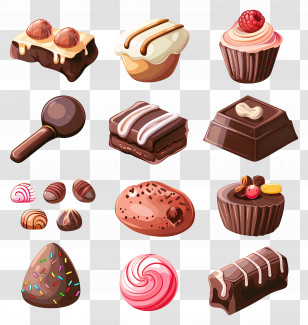 Chocolate Candy - Assorted Chocolate Treats In Artistic Design Transparent PNG