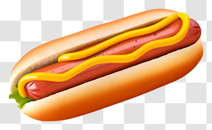 Hot Dog - Hotdog With Mustard Topping Transparent PNG