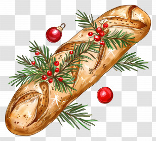 Baguette - Decorated Bread For Christmas Transparent PNG