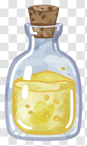 Cartoon - Glass Vial With Yellow Liquid Illustration Transparent PNG