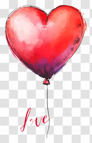 Love Balloon - Red Heart Balloon With Love Lettering Transparent PNG