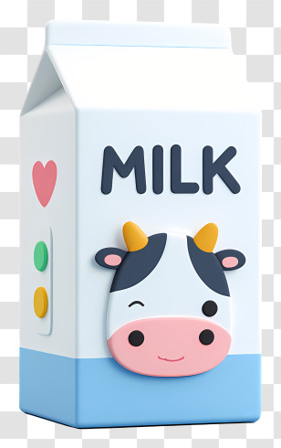 Milk Carton - Cute Milk Carton With Cow Transparent PNG