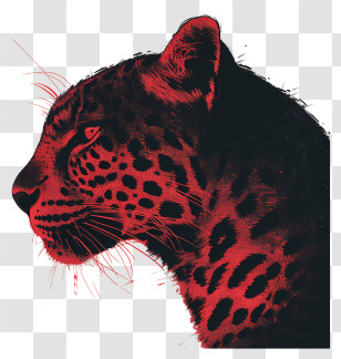 Leopard - Leopard Silhouette In Red And Black Art Style Transparent PNG