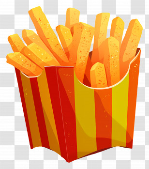 French Fries - Crispy French Fries In Striped Box Transparent PNG