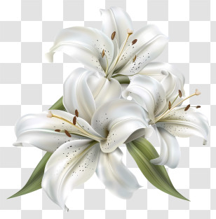 Funeral - Elegant White Lily Flower Cluster Transparent PNG