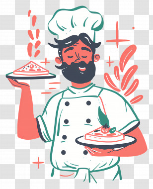 Chef Logo - Happy Chef With Delicious Dishes Transparent PNG