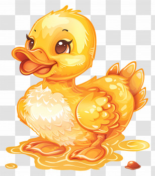 Duck - Adorable Cartoon Yellow Duck Illustration Transparent PNG