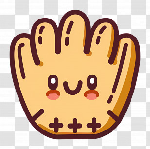 Cartoon Baseball Glove - Smiling Cartoon Baseball Glove Transparent PNG