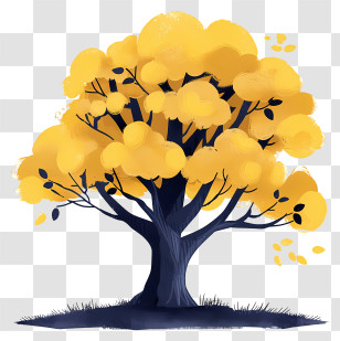 Oak Tree - Bright Yellow-leafed Tree Illustration Transparent PNG
