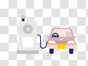 Icon - Electric Car Charging At Station Illustration Transparent PNG