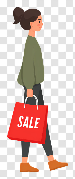 Woman Holding Red Bag - Woman Shopping With Sale Bag Transparent PNG