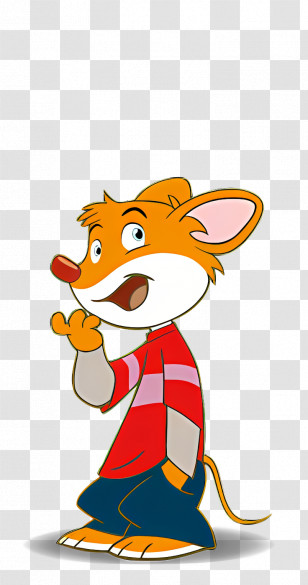 Cartoon Character - Orange Cartoon Mouse Character In Red Shirt Transparent PNG
