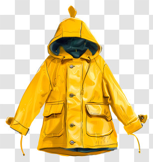 Coat - Bright Yellow Raincoat With Hood Transparent PNG