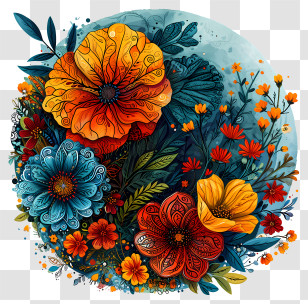Icon - Colorful Flower Arrangement Artistic Design Transparent PNG