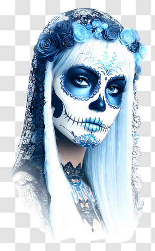 Sugar Skull Face Paint - Day Of The Dead Sugar Skull Transparent PNG