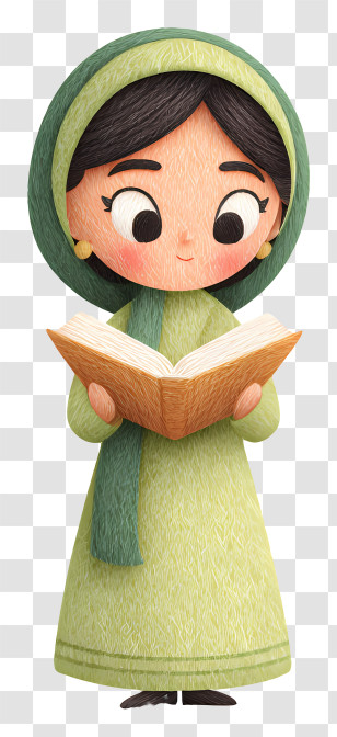 Muslim Woman Reading Quran Book - Cute Hijab Girl Reading Book Transparent PNG