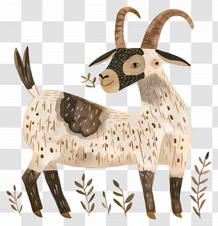 Cartoon Goat - Spotted Horned Goat Illustration Transparent PNG