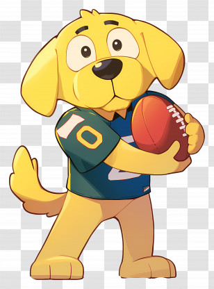 Cartoon Labrador Retriever - Yellow Dog Holding A Football In Cartoon Style Transparent PNG