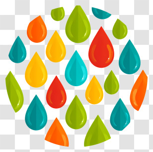 Rainfall Icon - Colorful Water Drops Pattern Transparent PNG