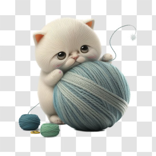 Cartoon Cat
 - Cute Kitten Playing With Yarn Transparent PNG