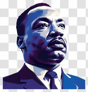 Martin Luther King Day - Stylized Blue-toned Portrait Of A Man Transparent PNG