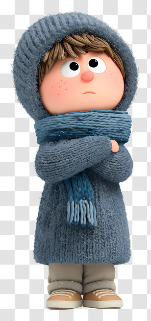 Boy Shivering In Cold - Winter Child In Warm Clothing Transparent PNG