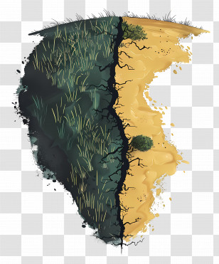 Combat Drought - Split Landscape With Green And Dry Areas Transparent PNG