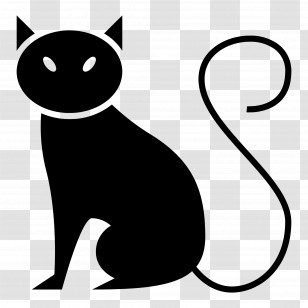 Halloween Cat - Spooky Black Cat Silhouette Icon Transparent PNG