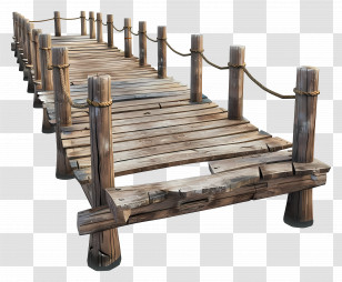 Wooden Pier - Rustic Wooden Footbridge Over Water Transparent PNG