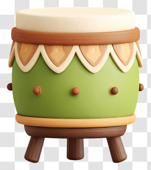 Ramadan Mosque Drum - Cute Green Cartoon Drum Transparent PNG