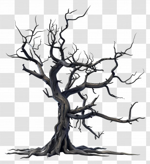 Dead Tree - Spooky Leafless Tree Illustration Transparent PNG