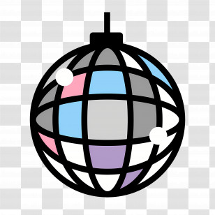 Mirror Ball Emoji - Colorful Disco Ball Icon Transparent PNG
