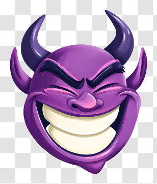 Purple Devil Emoji - Playful Purple Devil Face Transparent PNG
