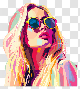 Amanda Bynes - Colorful Pop Art Style Woman With Sunglasses Transparent PNG