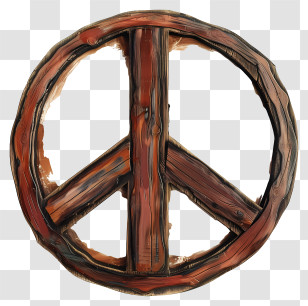 Peace Sign - Rustic Wooden Peace Symbol Transparent PNG